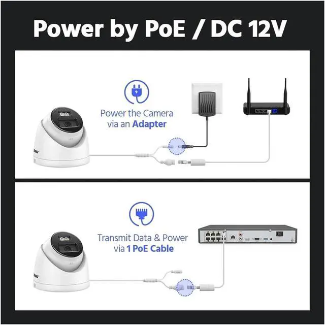 Alt view image 5 of 6 - Smart Dual Light 12MP Ultra HD PoE IP Camera Built-in Mic Surveillance Security Cameras Color IR Night Vision IP67(Dome Camera)