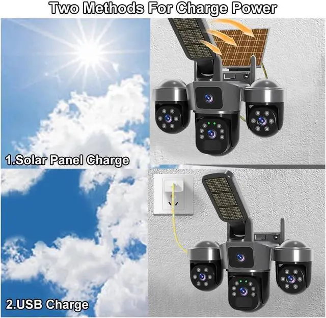 Alt view image 4 of 6 - 4G Sim Card Solar CCTV PTZ Outdoor Wireless Human Detection PIR WiFi IP Camera With Siren Solar Powered CCTV Solar Light(3 Lens WiFi 128G SD)