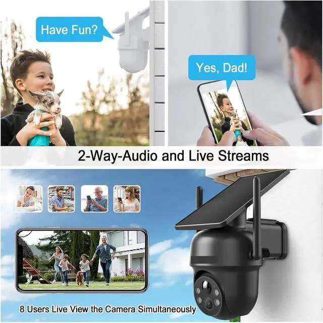 Alt view image 4 of 6 - 5MP Solar Surveillance Camera Wifi Security Camera Outdoor Wireless Flash Spotlight IP66 Waterproof Smooth Two Way Audio