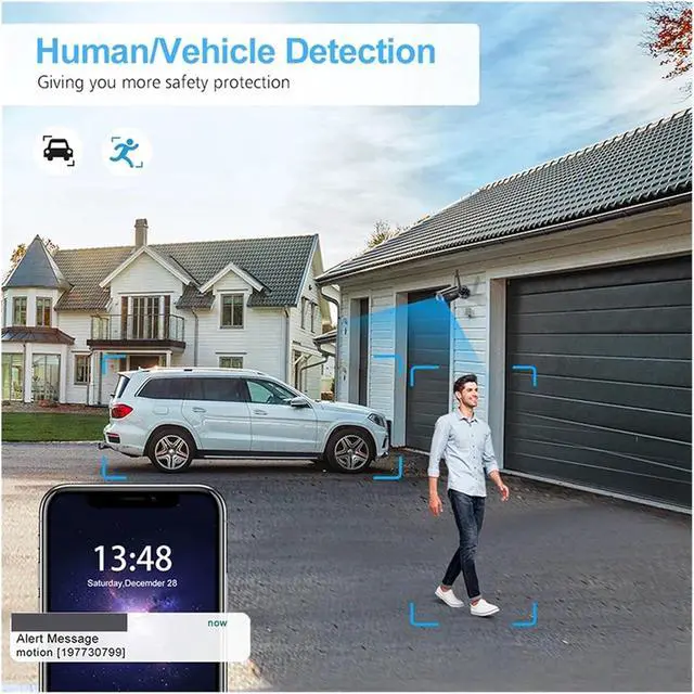 Alt view image 3 of 6 - IP Camera Real 4K 8MP 3840x2160P CCTV WiFi Color Night Vision Security Camera Human Car Detection Two Way Audio(US Plug,Real 4K Cam)