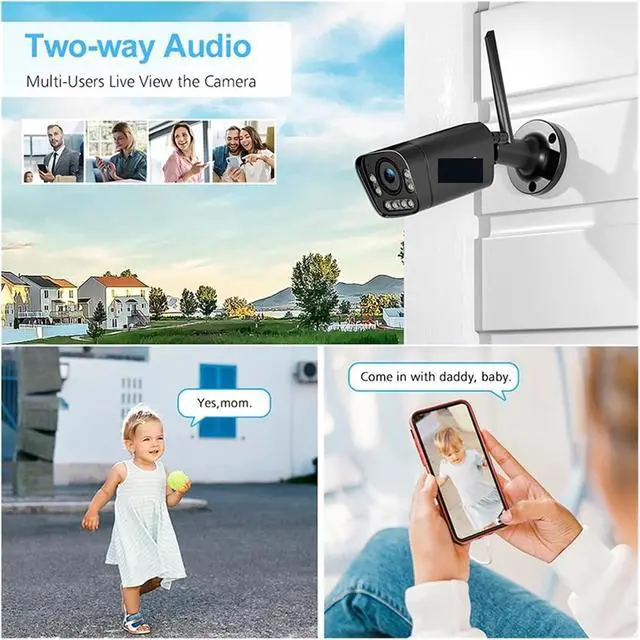 Alt view image 5 of 6 - IP Camera Real 4K 8MP 3840x2160P CCTV WiFi Color Night Vision Security Camera Human Car Detection Two Way Audio(US Plug,Real 4K Cam)