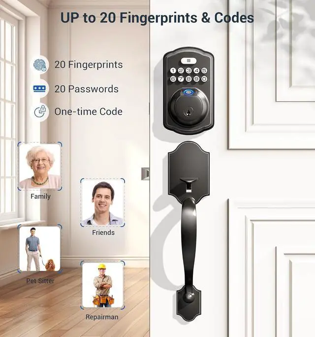 Alt view image 5 of 6 - Veise KS02D and DK01-B Keypad Door Lock Set