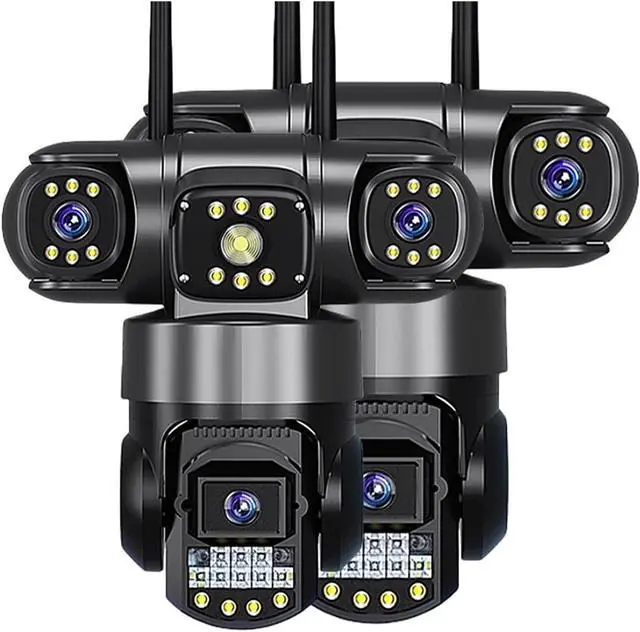 Alt view image 2 of 7 - WiFi IP Camera Outdoor 12MP 6K Triple Lenses Triple Screens Security Video Monitor Night Vision Waterproof CCTV Cameras(AU Plug,1Pcs Cam No Card)