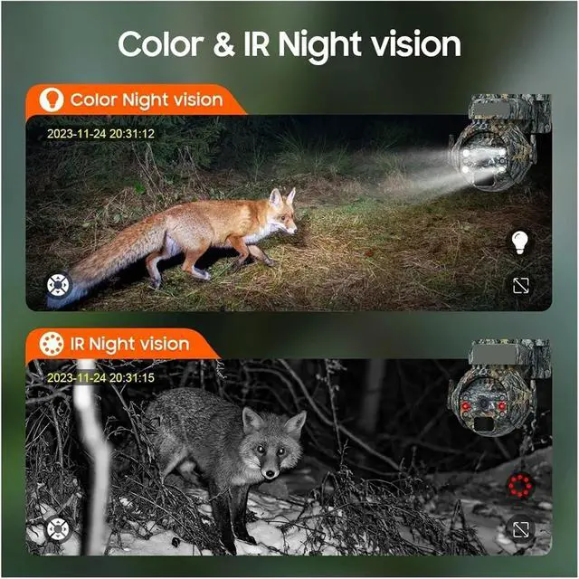 Alt view image 7 of 7 - 4K 8MP 12X Zoom 4G Solar Security Cameras Wireless Outdoor 360° View Animal Monitoring Camouflage Color Battery PTZ Cam(4G G 4MP No Zoom)