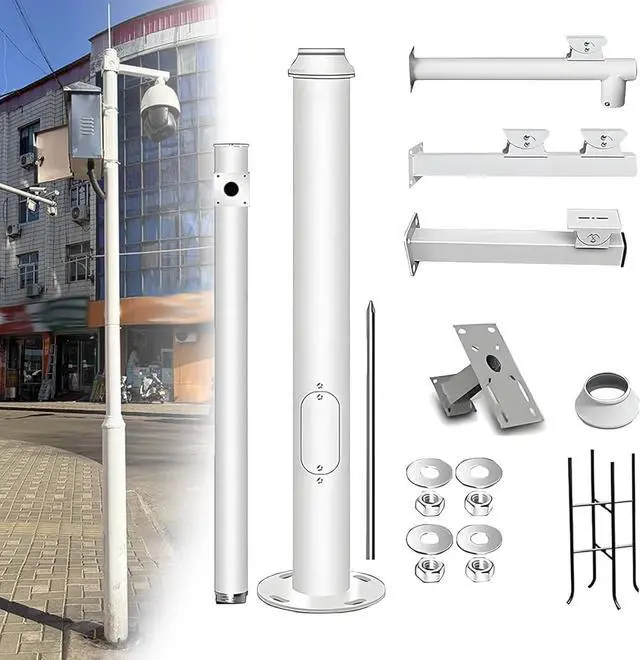 Main image of Universal Camera Pole Mount with 4 Brackets, Multi-use Pole Bracket for Security Camera, Surveillance Pole Column for Backyard, Parking Lot 6m/19.6ft