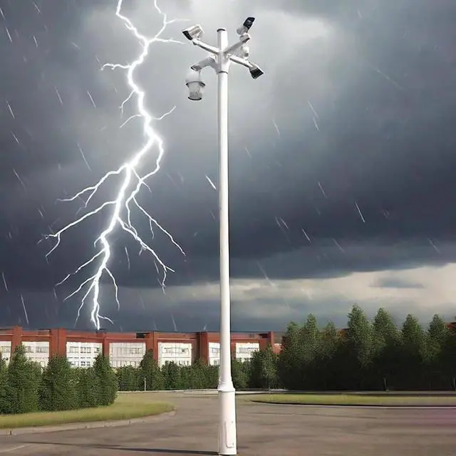 Main image of 2.5-6M Surveillance Camera Post Stand Outdoor, Universal Vertical Pole Security Camera Pole Outdoor with 4 Brackets, for Backyard Walkway Industrial Commercial Home Use 6m/19.6ft