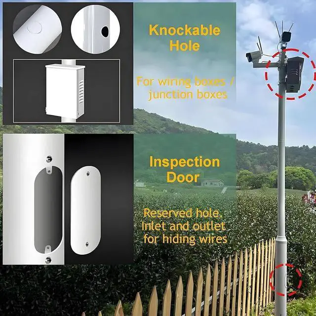 Alt view image 4 of 7 - Universal Camera Pole Mount with 4 Brackets, Multi-use Pole Bracket for Security Camera, Surveillance Pole Column for Backyard, Parking Lot 6m/19.6ft