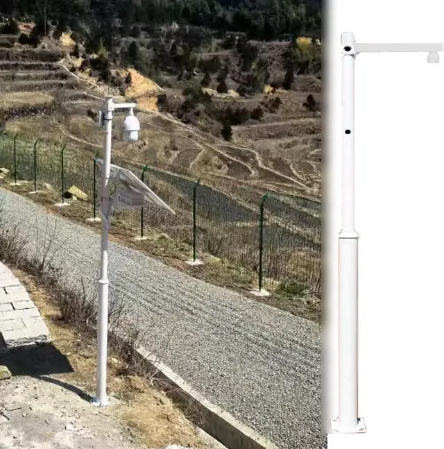 Main image of Surveillance Pole with Ground Stake, Outdoor Security Camera Pole, Adjustable Monitoring Pole for Cameras(White-Single Ball,2.5 m (8.2 ft))