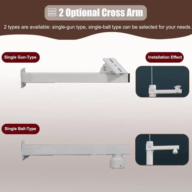Alt view image 2 of 7 - Surveillance Pole with Ground Stake, Outdoor Security Camera Pole, Adjustable Monitoring Pole for Cameras(White-Single Ball,2.5 m (8.2 ft))
