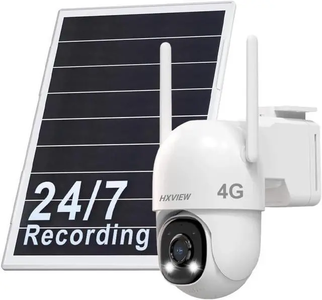 Main image of 4G LTE Solar Cellular Security Camera Outdoor Wireless, 24/7 Continuous Recording, Auto Tracking, AI Detection, 15000mAh Battery and 8W Solar Panel, with SIM Card and 128GB SD Card, No WiFi
