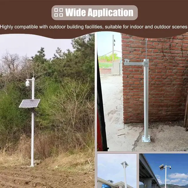 Alt view image 6 of 7 - Surveillance Pole with Ground Stake, Outdoor Security Camera Pole, Adjustable Monitoring Pole for Cameras(White-Single Ball,2.5 m (8.2 ft))