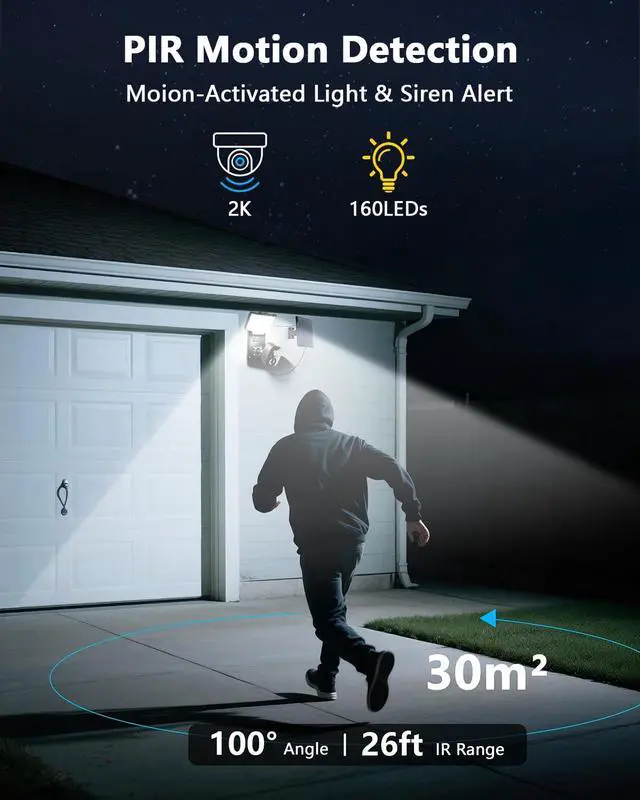 Alt view image 4 of 7 - Solar Security Camera with Bracket & Spotlight, Smart Lighting Modes, 4MP Color Night Vision, PIR Detection, 2-Way Audio, 2.4G/5G WiFi, Outdoor Solar Battery Cameras for Home Security, Remote Control