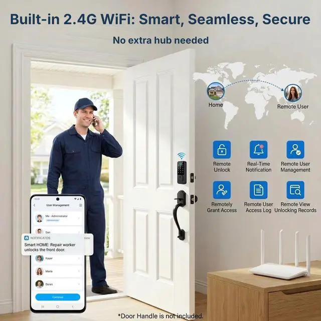 Alt view image 5 of 7 - Keyless Entry Door Lock for Front Door