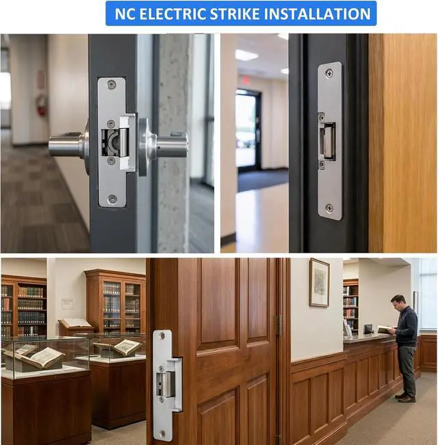Alt view image 6 of 7 - IP68 Waterproof Access Control System Kit, RFID Access Control Keypad with NC Fail-Safe Electric Door Strike, 12V Power Supply, Exit Button & 10 Key Fobs for Key Card Entry System