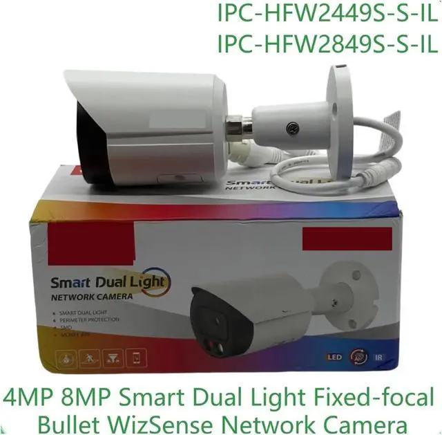 Alt view image 2 of 6 - IPC-HFW2449S-S-IL 4MP IPC-HFW2849S-S-IL 8MP Smart Dual Light Fixed-focal Bullet WizSense Network PoE Camera Built In MIC(2.8mm,4MP White)