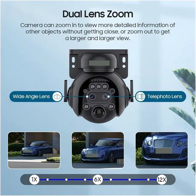 Alt view image 4 of 7 - 4K 8MP 12X Zoom 4G Solar Security Cameras Wireless Outdoor 360° View Animal Monitoring Camouflage Color Battery PTZ Cam(4G G 4MP No Zoom)