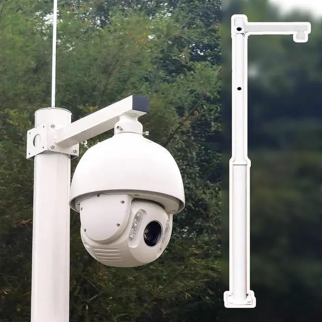 Main image of Tall Dome Security Camera Pole 8-20 Ft, Outdoor Extension Surveillance Pole for Corners, Segmented White Mount-Single Ball-1.0 m (3.3 ft)