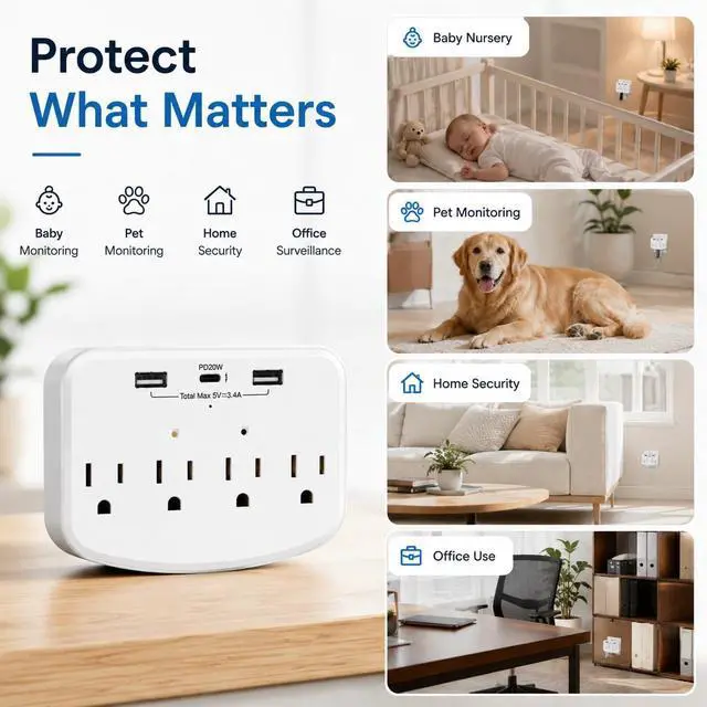 Alt view image 4 of 7 - HD 1080P Hidden Camera WiFi, Wall Outlet Cam with Motion Detection, Cam for Home Security, WiFi Wall-Mounted Bullet Cameras, Suitable for Home Security/Office/Elderly/Baby & Pet