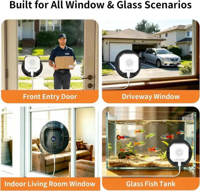 Alt view image 3 of 7 - LETSCEE 2K No Drill Window Camera for Indoor & Outdoor Home Security,Stick-On Glass-Angled Mount Wired,2.4G & 5Ghz WiFi,Continuous 24/7 Recording,2-Way Audio,Easy & Quick Install.