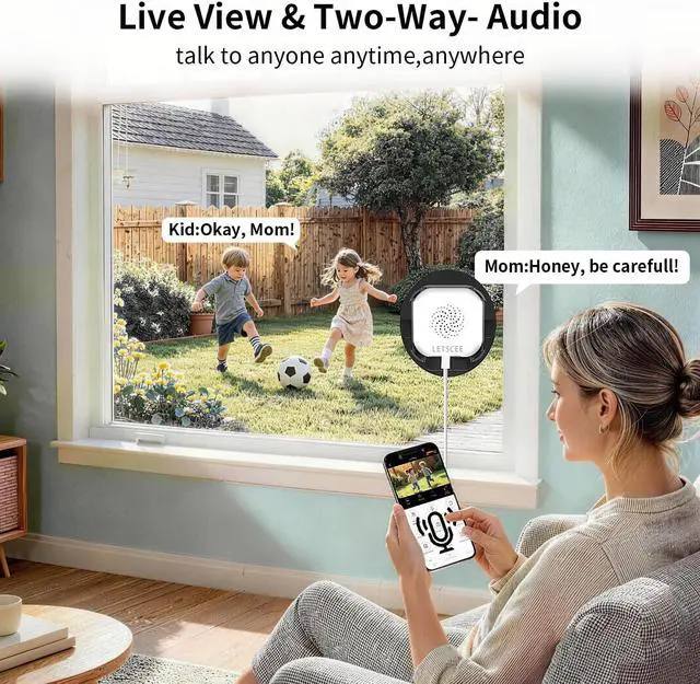 Alt view image 7 of 7 - LETSCEE 2K No Drill Window Camera for Indoor & Outdoor Home Security,Stick-On Glass-Angled Mount Wired,2.4G & 5Ghz WiFi,Continuous 24/7 Recording,2-Way Audio,Easy & Quick Install.