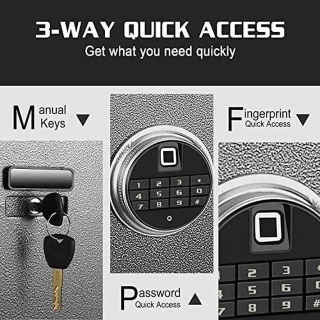 Alt view image 2 of 4 - Fireproof Waterproof Cabinet s Security Fingerprint with Programmable Digital Keypad, Steel Lock - Perfect for Home/Office/Hotel, Secure Hd, Documents, Jewelry,
