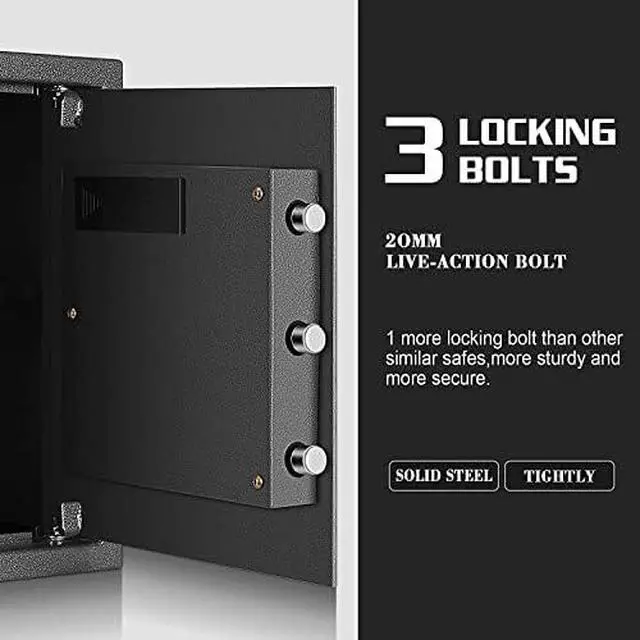 Alt view image 3 of 4 - Fireproof Waterproof Cabinet s Security Fingerprint with Programmable Digital Keypad, Steel Lock - Perfect for Home/Office/Hotel, Secure Hd, Documents, Jewelry,