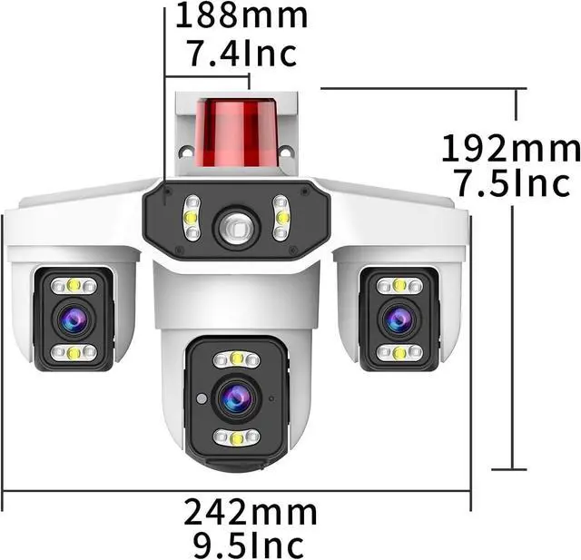 Alt view image 3 of 3 - 4MP Triple-Lens Outdoor Security Camera, 360° Pan/Tilt Coverage, Human Tracking & Night Vision, 2.4GHz WiFi, SD/Cloud Storage,2-Way Talk, Works with Mobile Apps & PCs
