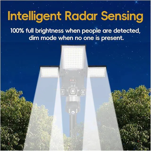 Alt view image 4 of 7 - 4G/WiFi 6MP Three-Lens Street Lamp Monitoring Solar-Powered Lighting Street Lamp CCTV Network Monitoring Camera(6MP Surveillance Camera 128G)