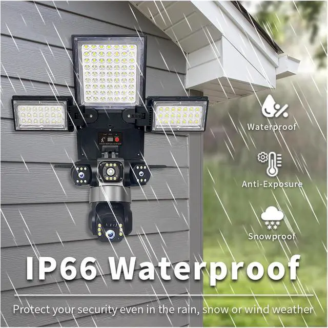 Alt view image 7 of 7 - 4G/WiFi 6MP Three-Lens Street Lamp Monitoring Solar-Powered Lighting Street Lamp CCTV Network Monitoring Camera(6MP Surveillance Camera 128G)