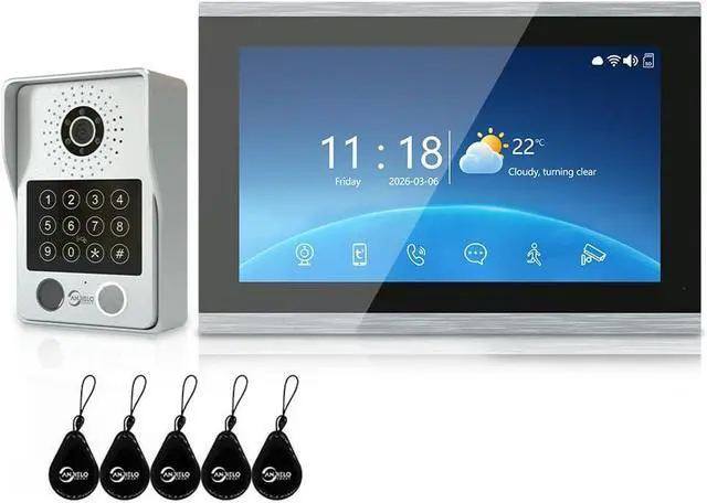 Main image of WiFi Wired Video Doorbell System,10 Inch High-Definition Monitor +Ring Camera,Remote/ID/Password/Fingerprints Unlock,Night Vision,Two-Way Intercom,Snapshot (1 Door B+ 1 Monitor)
