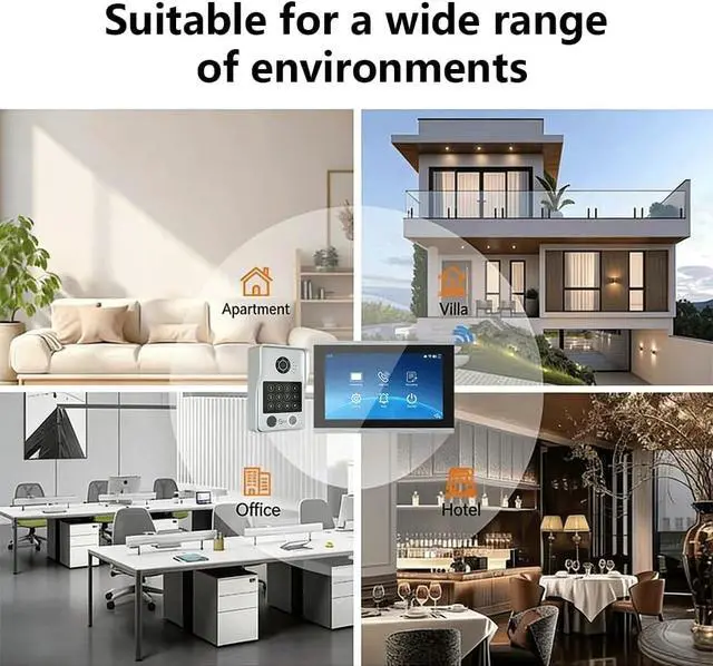 Alt view image 7 of 7 - WiFi Wired Video Doorbell System,10 Inch High-Definition Monitor +Ring Camera,Remote/ID/Password/Fingerprints Unlock,Night Vision,Two-Way Intercom,Snapshot (1 Door B+ 1 Monitor)
