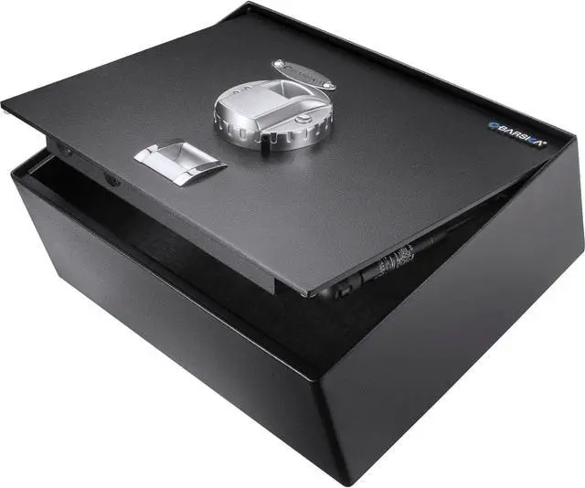 Alt view image 5 of 7 - 0 23 Cu Ft Top Opening Biometric Security - Steel Black Advanced Fingerprint Access Home Outdoor-Ready