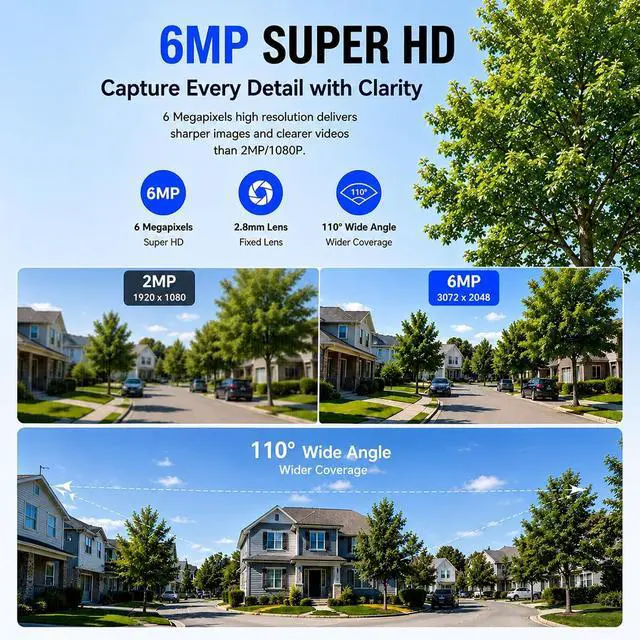 Alt view image 4 of 7 - 6MP PoE Security Camera System,8 x 6MP Wired Bullet Camera Outdoor Indoor,Color Night Vision,Motion Detection,2 Way Audio,4K NVR
