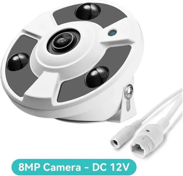 Alt view image 2 of 7 - 4K Ultra HD 8MP IP Camera 1.7MM Fish Eye Panoramic POE Camera Audio Record IR Nightvision CCTV Surveillance System(DC12V 8MP)