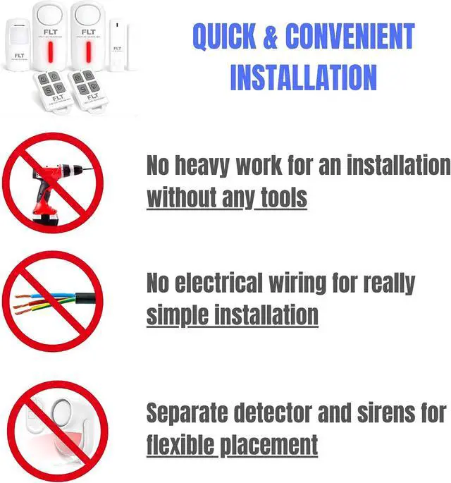 Alt view image 4 of 7 - FLT Expert KIT - Powerful 2X 120db Complete Wireless Alarm System (Ready to Install) - Garage Security System - 2 Remote 2 Sirens - with Sensor & Detector - DIY - for Apartments, Garages, Basements