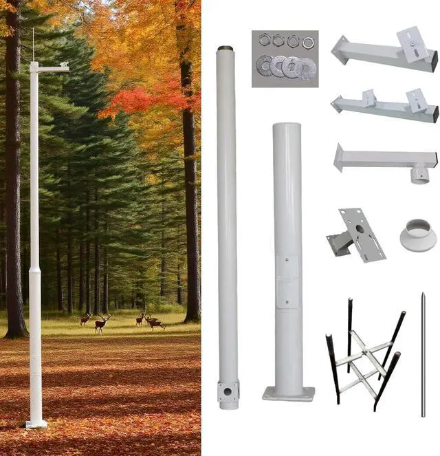 Main image of Tall Outdoor Security Camera Pole - Universal Surveillance Camera Stand, Heavy-Duty Post Bracket for IP Cameras, 5M Height, Ideal for Backyards & Walkways,Height 3m/118in