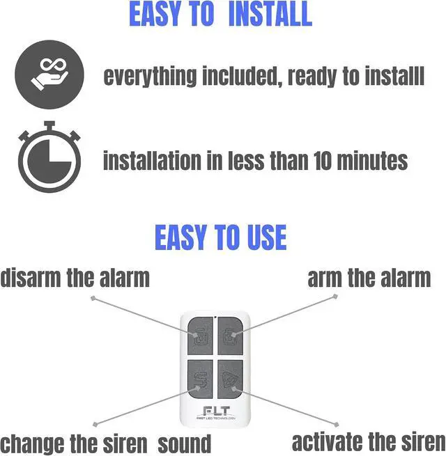 Alt view image 6 of 7 - FLT Expert KIT - Powerful 2X 120db Complete Wireless Alarm System (Ready to Install) - Garage Security System - 2 Remote 2 Sirens - with Sensor & Detector - DIY - for Apartments, Garages, Basements