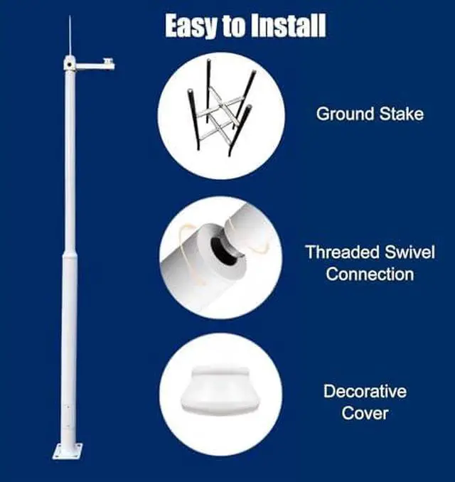 Alt view image 4 of 5 - 9.8ft Outdoor Security Camera Pole - Weatherproof CCTV Stand for Solar Panels & Surveillance Cameras, Durable Floor Mount Solution, White Finish for Enhanced Surveillance & Stability