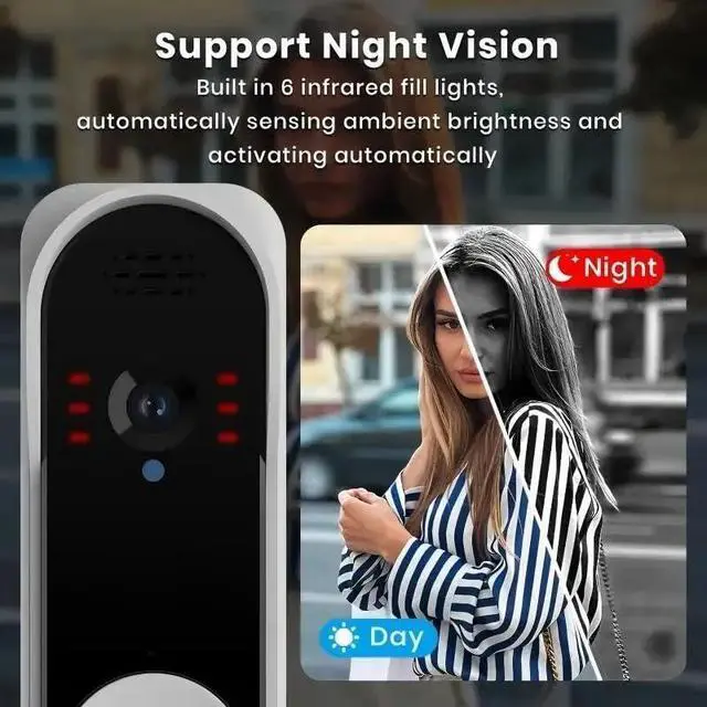 Alt view image 4 of 7 - INDIVISO Video Doorbell Camera with 4.3 Screen, No WiFi Required, 130° Wide Angle, Infrared Night Vision, 2-Way Audio, SD Card Recording