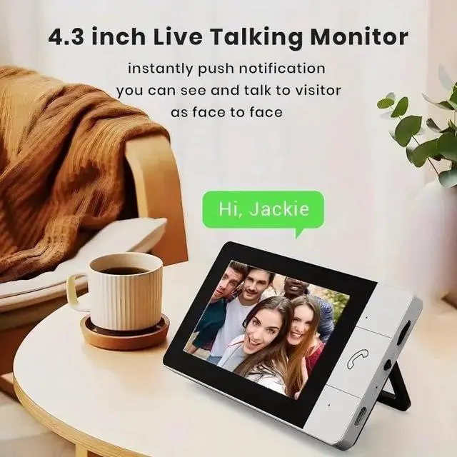 Alt view image 5 of 7 - INDIVISO Video Doorbell Camera with 4.3 Screen, No WiFi Required, 130° Wide Angle, Infrared Night Vision, 2-Way Audio, SD Card Recording