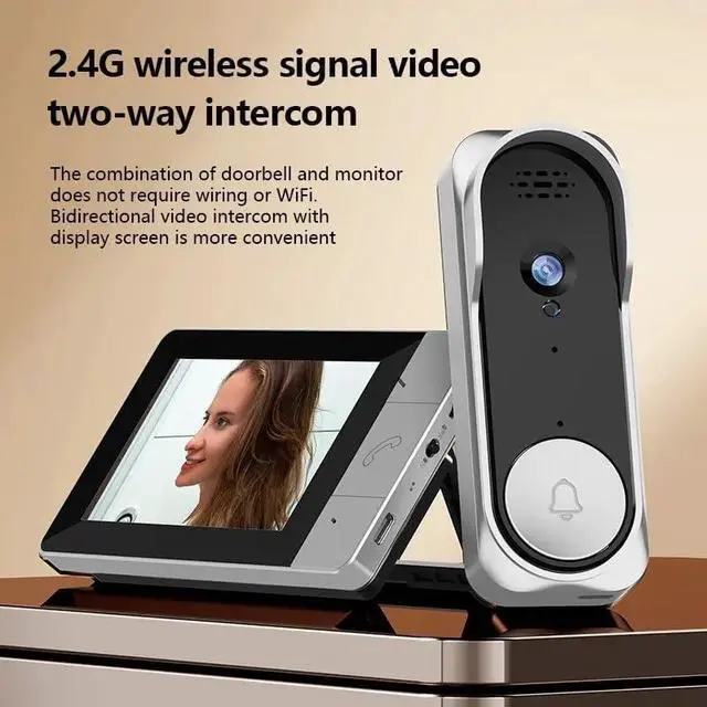 Alt view image 7 of 7 - INDIVISO Video Doorbell Camera with 4.3 Screen, No WiFi Required, 130° Wide Angle, Infrared Night Vision, 2-Way Audio, SD Card Recording