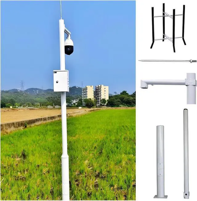 Main image of 10-20 Ft Adjustable Security Camera Poles, Segmented Outdoor Surveillance Stand with Screws & Ground Cage, Mounting Bracket for Ptz/CCTV Cameras,C 2 Sections 8 1/5 ft (2.5