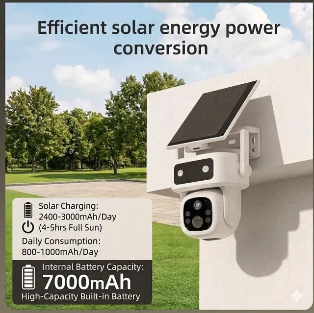 Alt view image 5 of 7 - Lifetime Free Data & Zero Monthly Fee 4G LTE Cellular Solar Security Camera Outdoor Wireless, No WiFi Needed, 2K PTZ, 360° Night Vision, PIR Motion Sensor, 32GB TF Card, 2-Way Audio, IP66