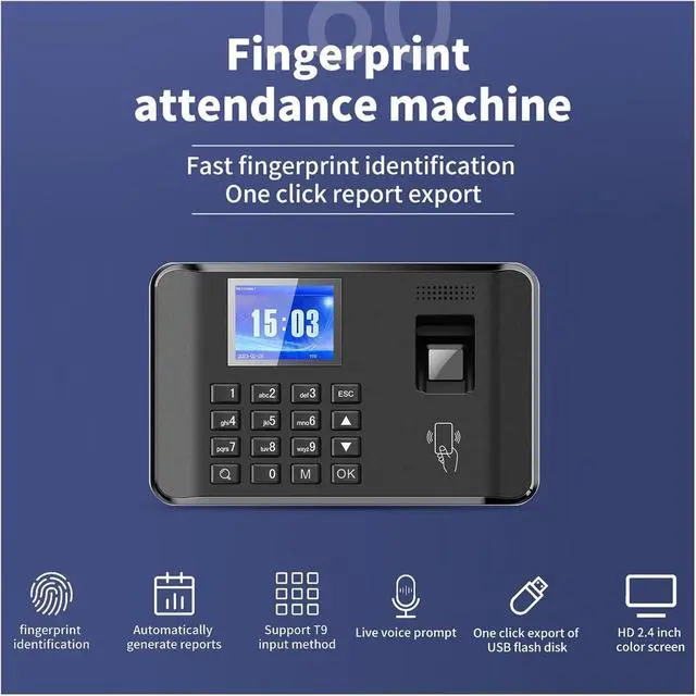 Alt view image 3 of 7 - 2.4 Inch LCD Screen Intelligent Biometric Fingerprint Password Attendance Machine Time Clock Employee Checking-in Recorder for Small Businesses,