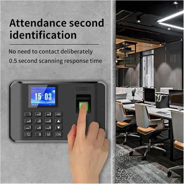 Alt view image 4 of 7 - 2.4 Inch LCD Screen Intelligent Biometric Fingerprint Password Attendance Machine Time Clock Employee Checking-in Recorder for Small Businesses,