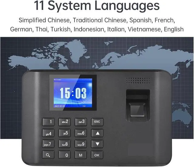 Alt view image 6 of 7 - 2.4 Inch LCD Screen Intelligent Biometric Fingerprint Password Attendance Machine Time Clock Employee Checking-in Recorder for Small Businesses,