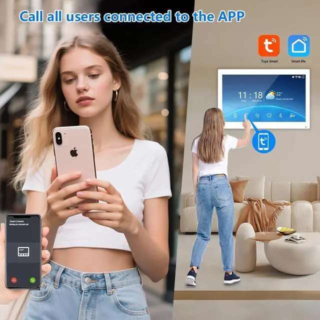 Alt view image 3 of 7 - WiFi Wired Video Doorbell System,7 Inch High-Definition Monitor +Ring Camera,Remote/ID/Password/Fingerprints Unlock,Night Vision,Two-Way Intercom,Snapshot (1 Door B + 1 Monitor W)