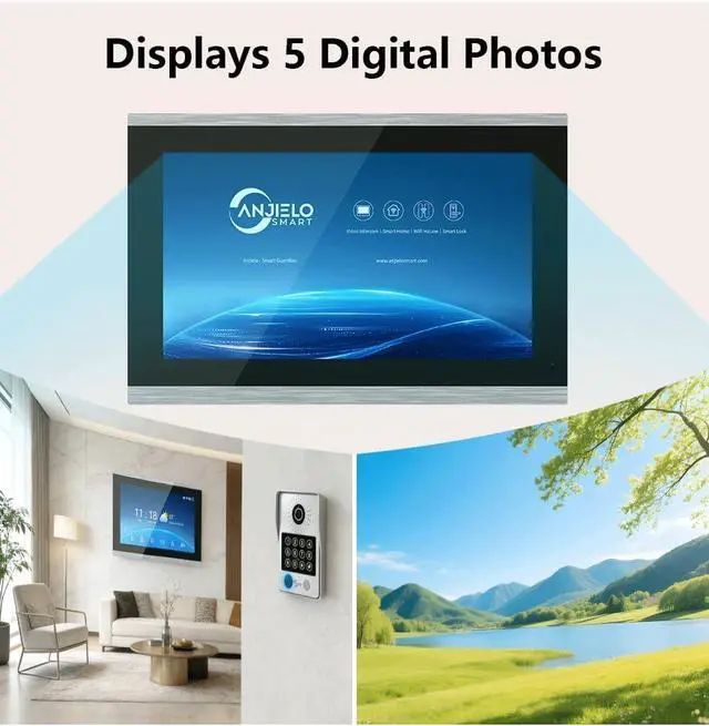 Alt view image 4 of 7 - WiFi Wired Video Doorbell System,7 Inch High-Definition Monitor +Ring Camera,Remote/ID/Password/Fingerprints Unlock,Night Vision,Two-Way Intercom,Snapshot (1 Door B + 1 Monitor W)