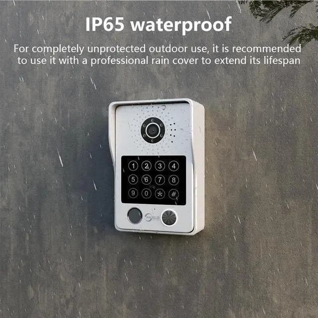 Alt view image 7 of 7 - WiFi Wired Video Doorbell System,7 Inch High-Definition Monitor +Ring Camera,Remote/ID/Password/Fingerprints Unlock,Night Vision,Two-Way Intercom,Snapshot (1 Door B + 1 Monitor W)