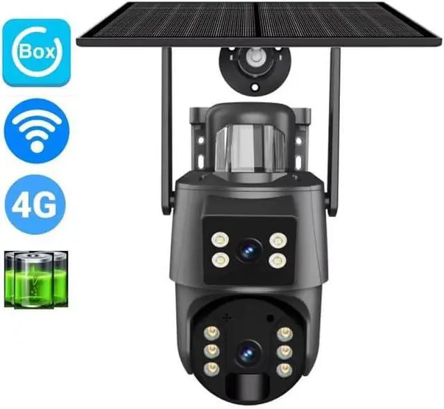 Alt view image 3 of 7 - for UBOX 6MP Solar Security Camera Outdoor, Dual Lens Dome Camera,IP66 Waterproof, Night Vision, Two-Way Audio, Cloud/SD Card Storage Max 128GB(The Memory Card is not Included) Pan-Tilt